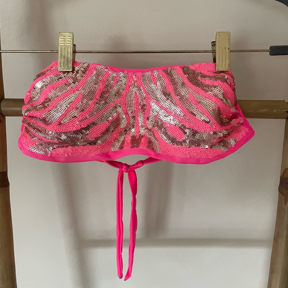 Pink Sequin Bandeau Top